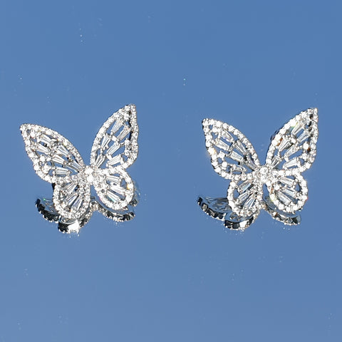 Papillon örhängen - silver fjäril örhängen med zirkonium