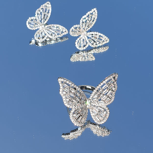 Papillon- Set aus Ring und Ohrringe