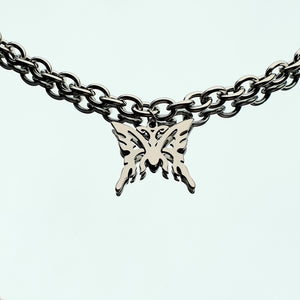 <transcy>Mariposa Choker Opal - necklace made of STAINLESS STEEL with white butterflies</transcy>