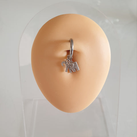 FALSO piercing en el ombligo fabricado en acero inoxidable con signos e iniciales del zodíaco