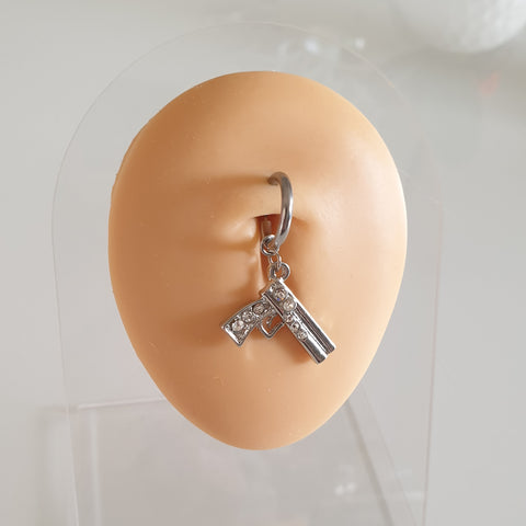 FAUX piercing au nombril en acier inoxydable avec pistolet