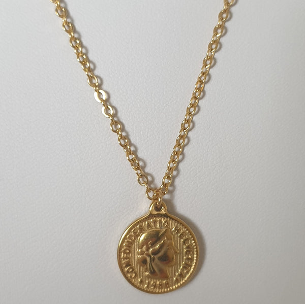 Medallón - cadena de acero inoxidable con moneda