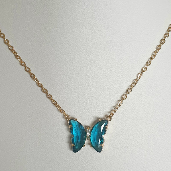 Crystal butterfly - Halsketten aus Edelstahl in verschiedene Farben
