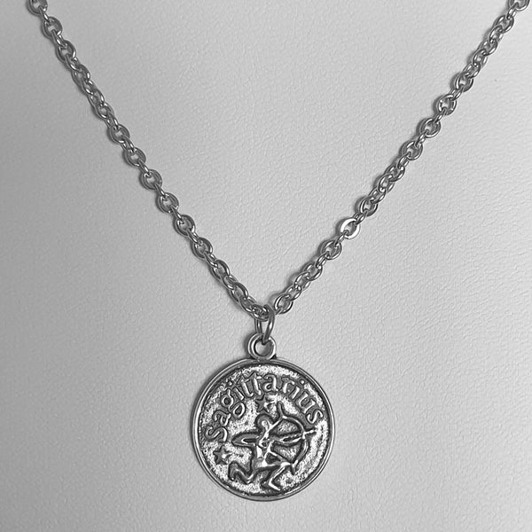 Cadena de símbolos del zodíaco de acero inoxidable - aspecto antiguo