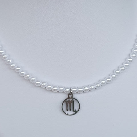 Collar de perlas cadena con símbolos del zodíaco - 4 mm