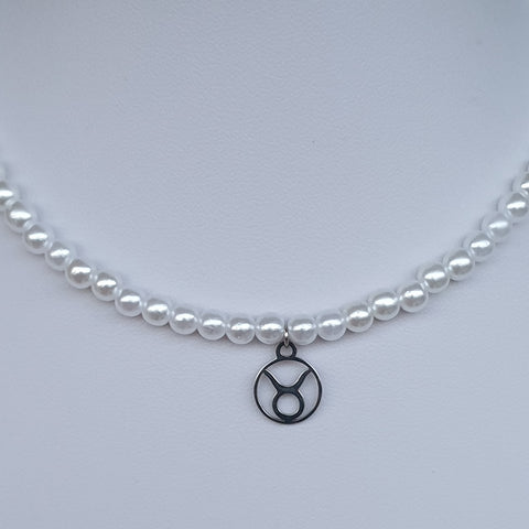 Collar de perlas cadena con símbolos del zodíaco - 5 mm