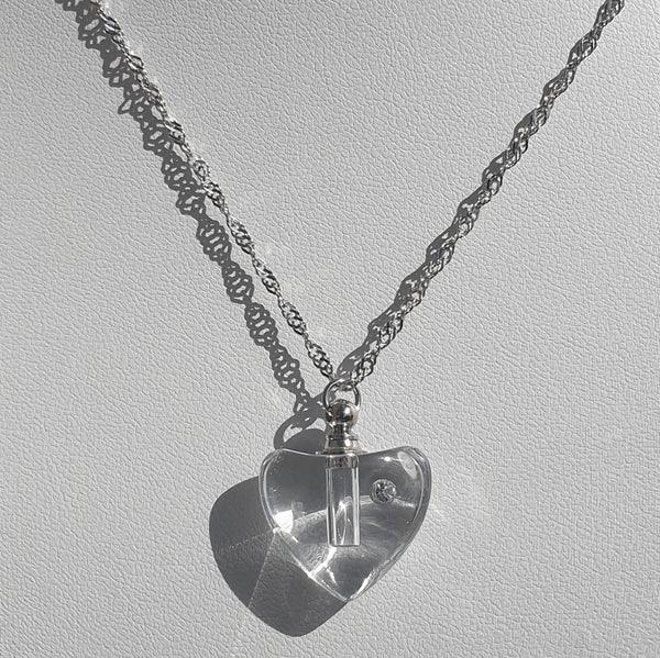 Botella cadenas de la amistad cadenas de socios collares de flacon de corazón hechos de acero inoxidable