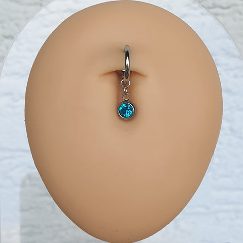 FAUX piercing au nombril en acier inoxydable avec pierre de naissance