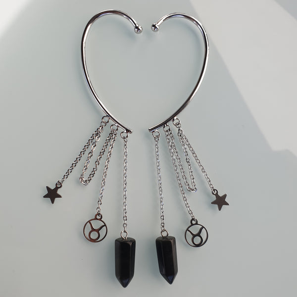 Earcuffs (2 pieces) 925 silver plated with energy tip - star sign