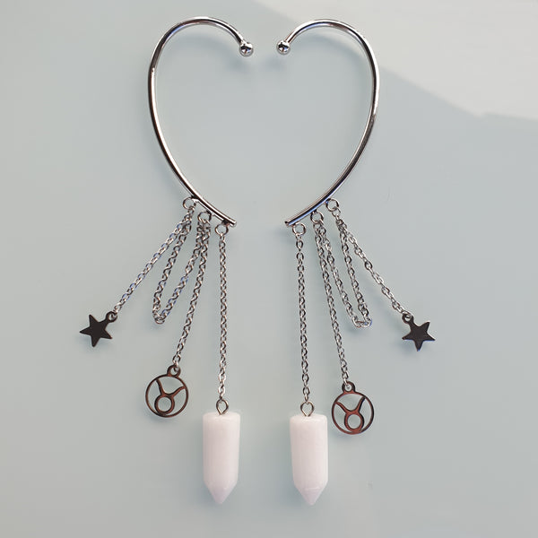 Orejeras (2 piezas) chapadas en plata 925 con punta de energía - signo de estrella