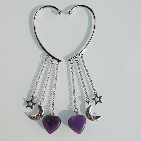 Earcuffs (2 pieces) 925 silver plated - Heart