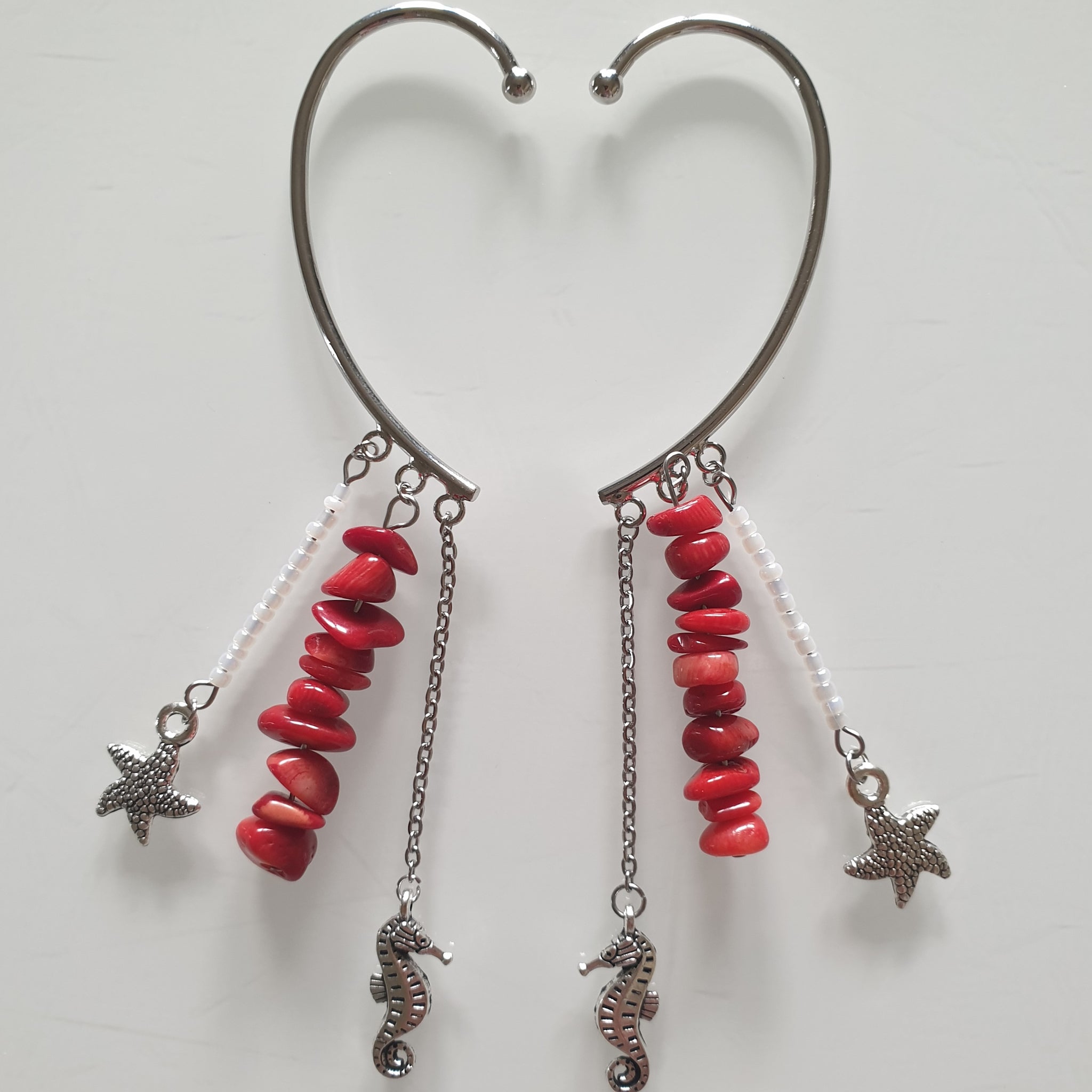 Earcuffs (2 pieces) 925 silver plated - coral reef
