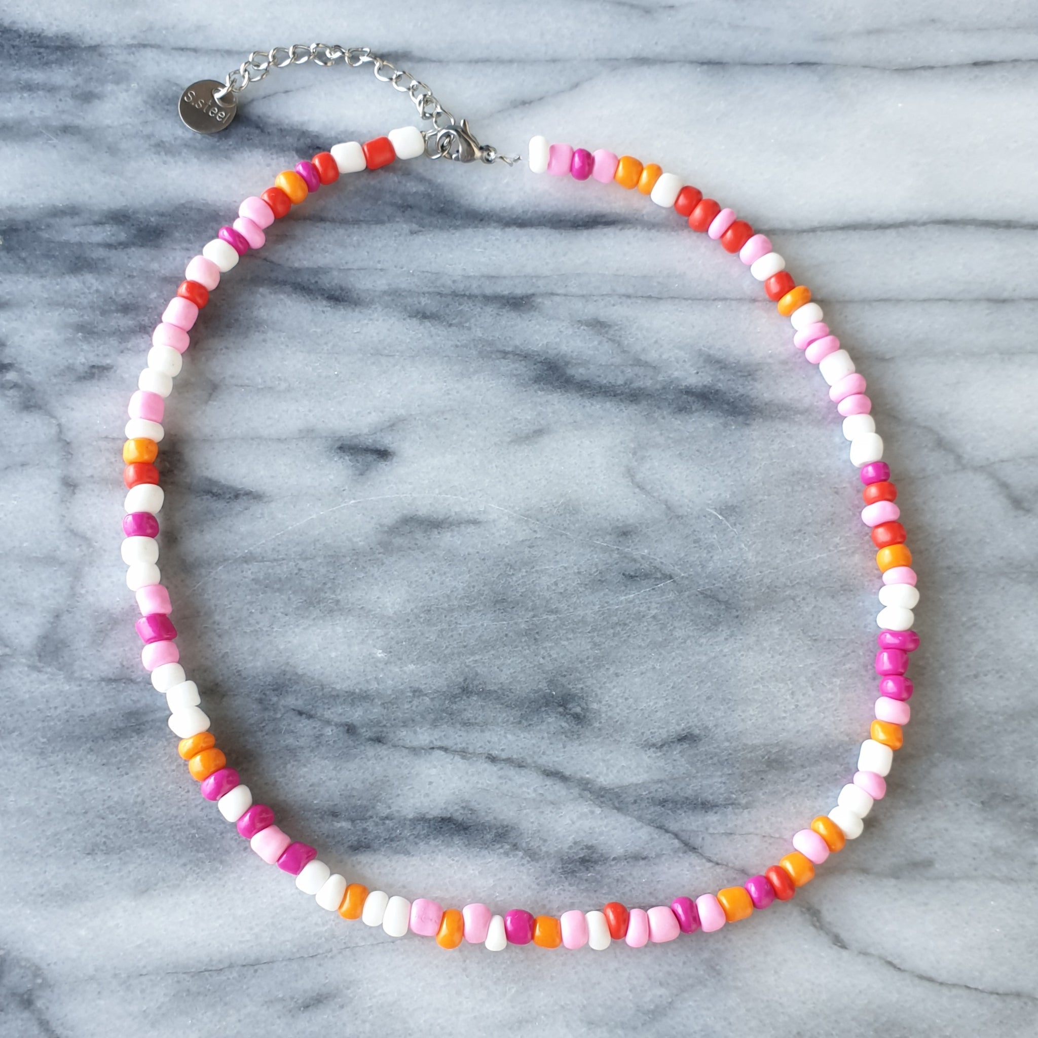 Perlenkette Halskette in rosatöne - große Perlen