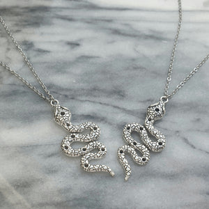 Schlangen Partnerkette Freunschaftskette Halsketten aus Edelstahl - Silber