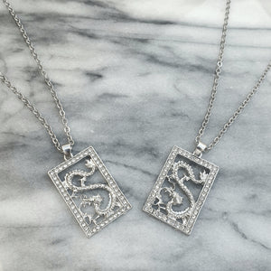 Drachen Partnerkette Freunschaftskette Halsketten aus Edelstahl - Silber