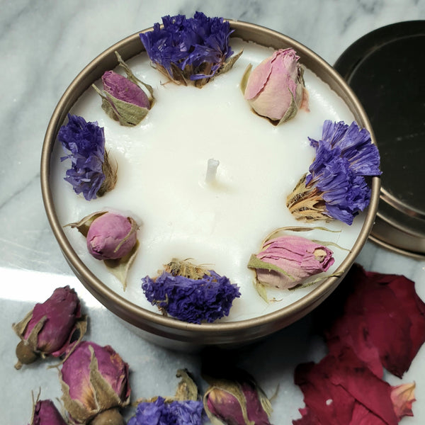 Rosen Kerze Duft Blumen Rosen und Rosenblätter - verschiedene Modelle auwählbar