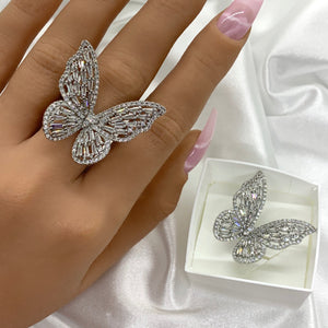 Papillon - silberner Schmetterling-Ring mit Zirkonia
