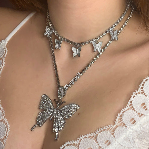 Butterfly bling - halsband med zirkoniumoxid